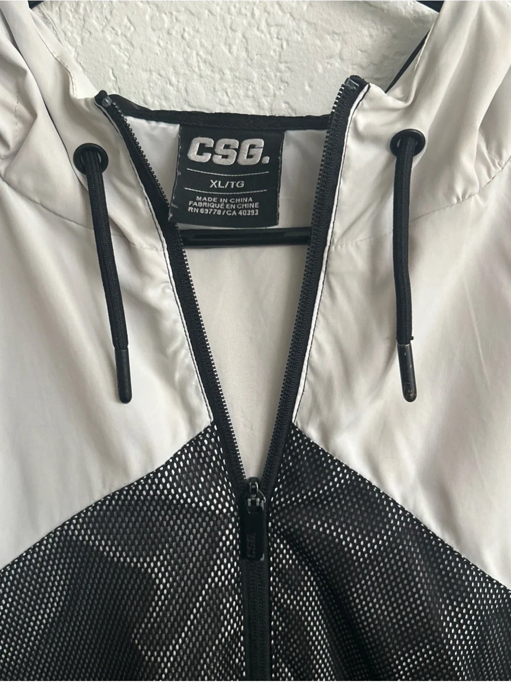 CSG Lightweight Black & White Hooded Windbreaker